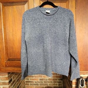 Columbia Sportswear Marled Blue Knit Rounded Edge Crewneck Long Sleeve Sweater